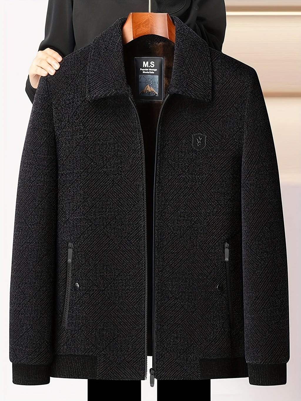 Veste long pour homme, tweed, à revers