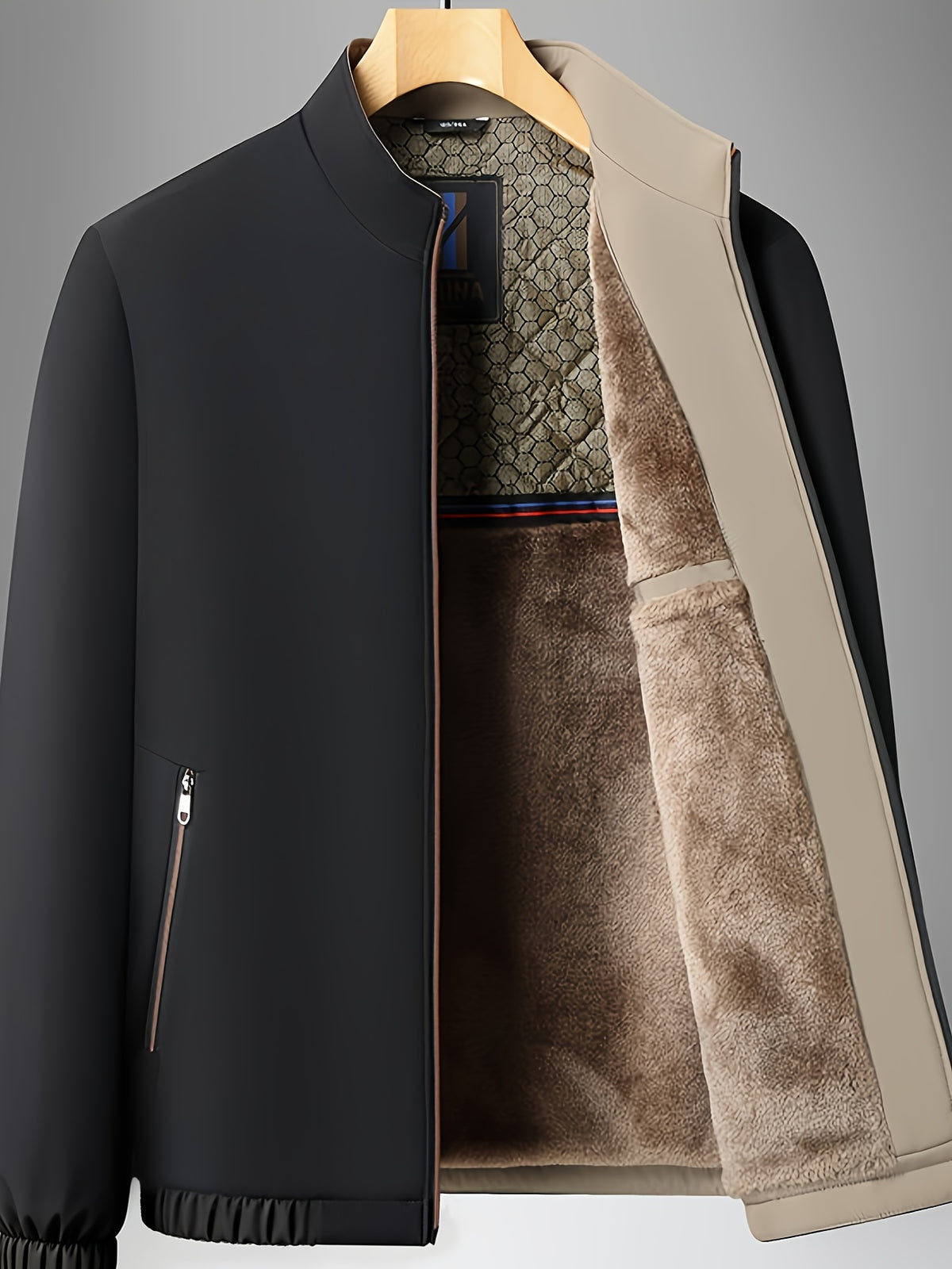 Veste pour homme, à col montant, jd1008 xingwang - doublure en polaire 401 bleu marine