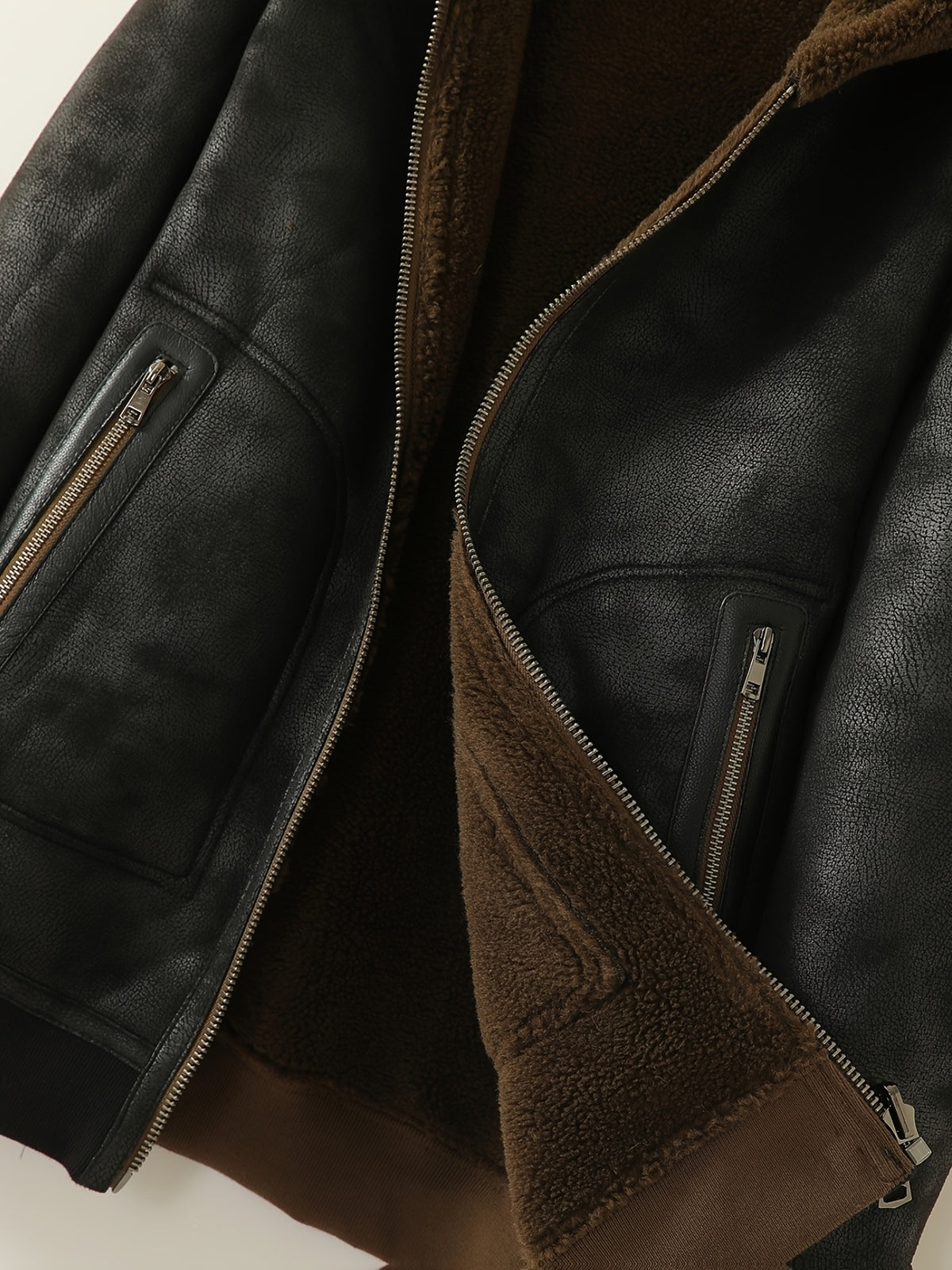 Veste en fausse fourrure long pour homme, réversible, à capuche