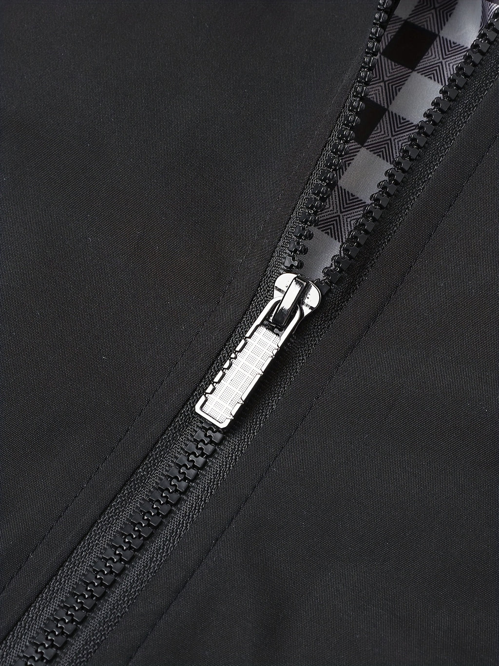 Veste, à carreaux, à col montant, noir, détail du vêtement