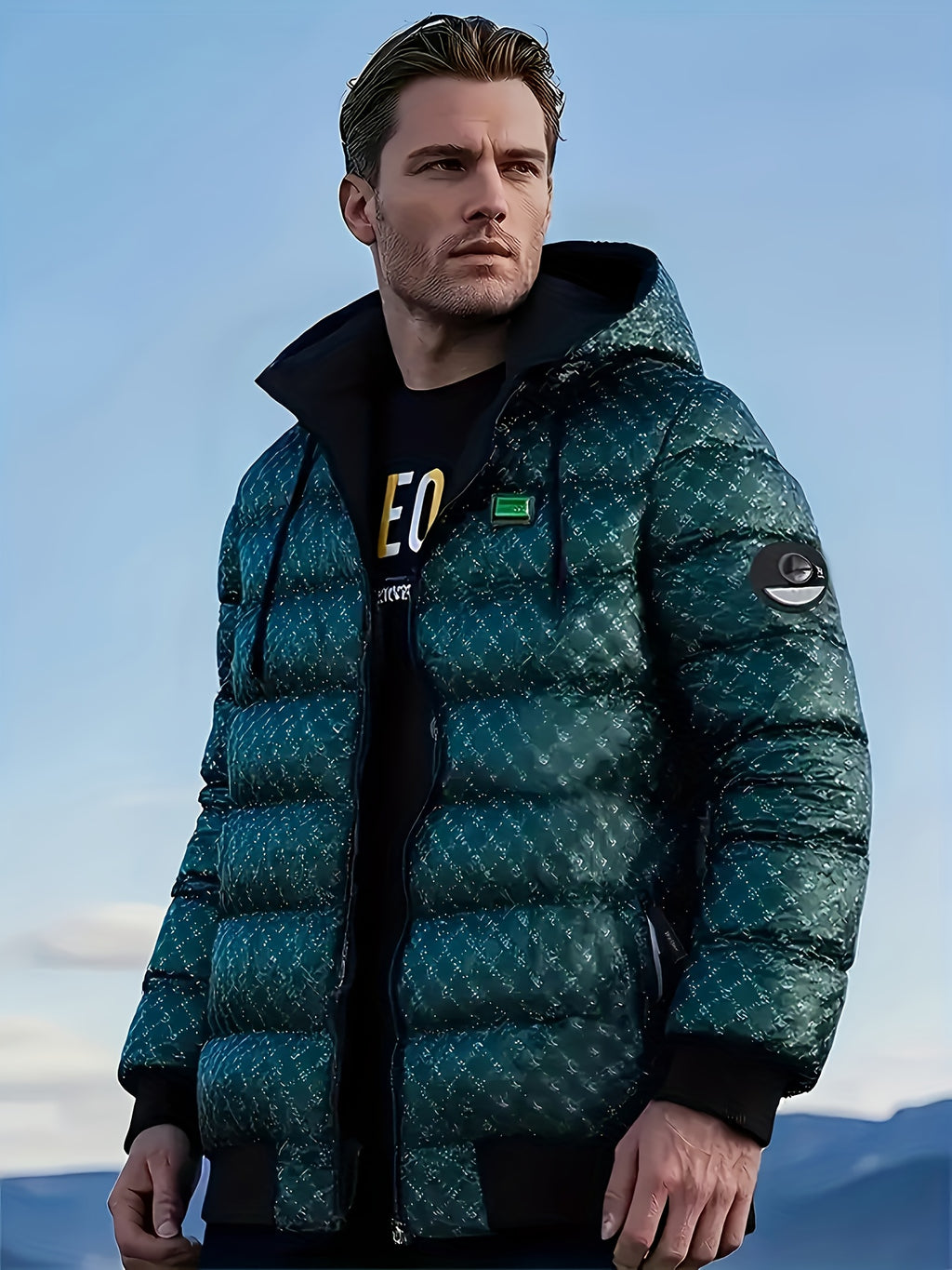 Veste pour homme, coupe-vent, à capuche, vert