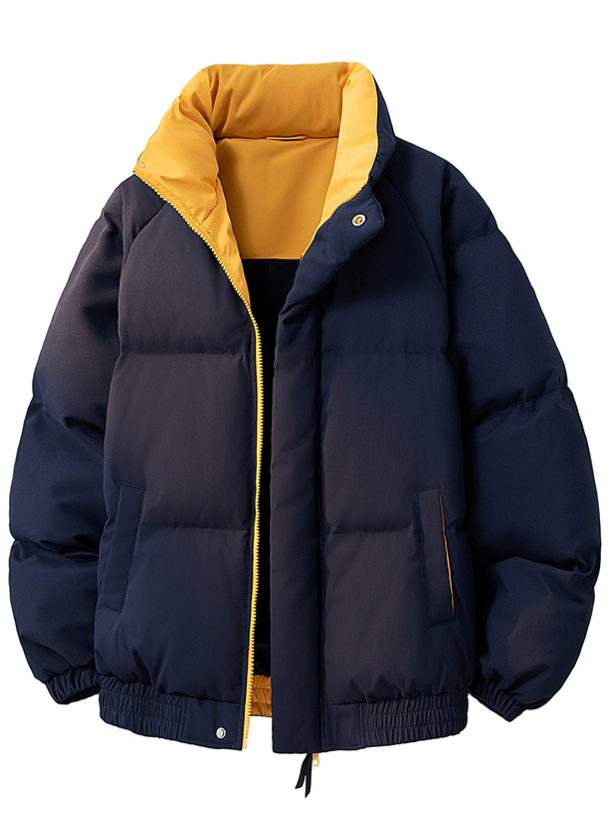 Manteau matelassé pour homme, à col montant, jaune clair