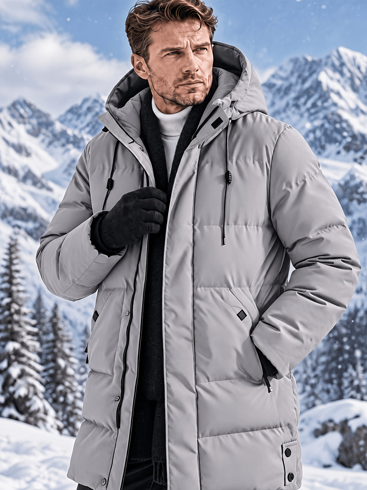 Manteau pour homme, à capuche, vert