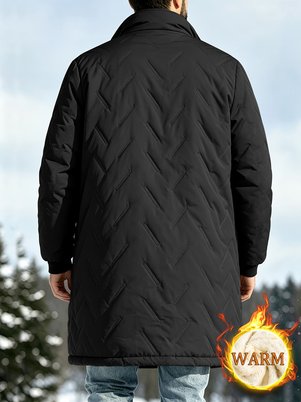 Veste long pour homme, imperméable, à col montant
