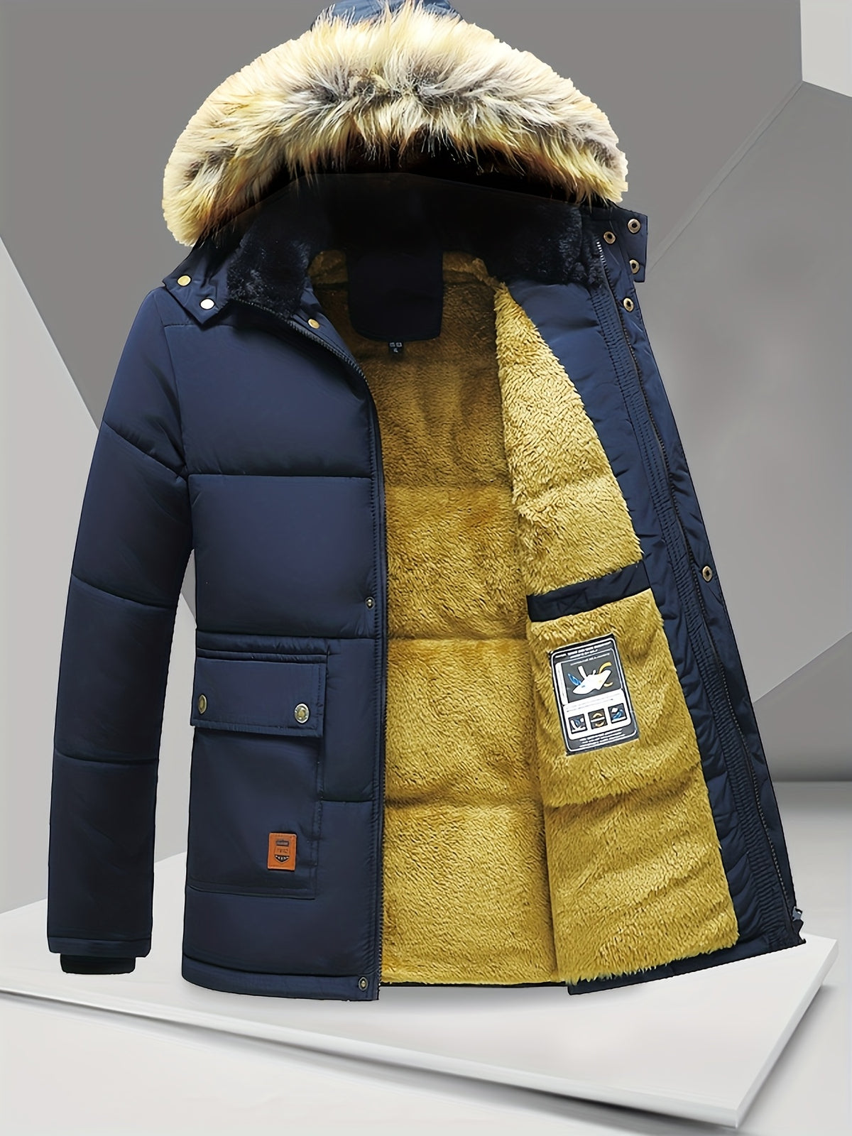 Manteau pour homme, coupe-vent, à capuche, noir foncé
