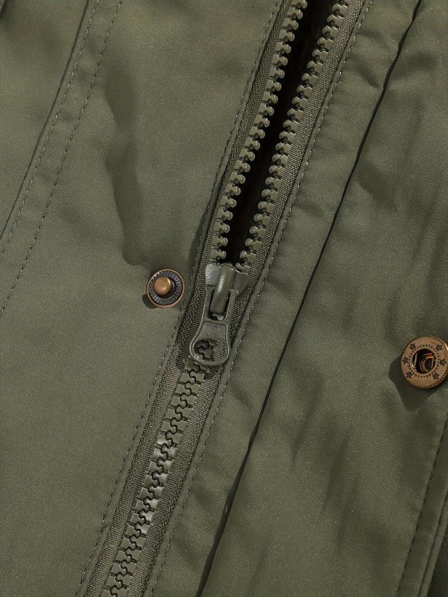 Veste long, coupe-vent, à capuche, détail du vêtement