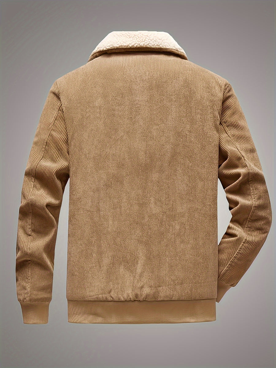 Veste, velours côtelé, à revers, gris, photo 13