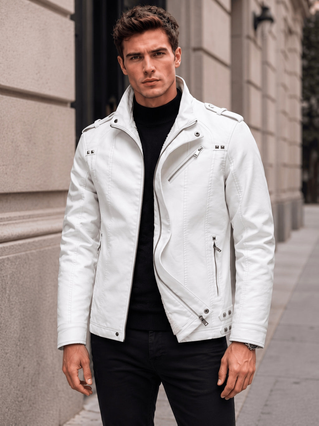 Veste en cuir PU longue, à col montant, photo 11