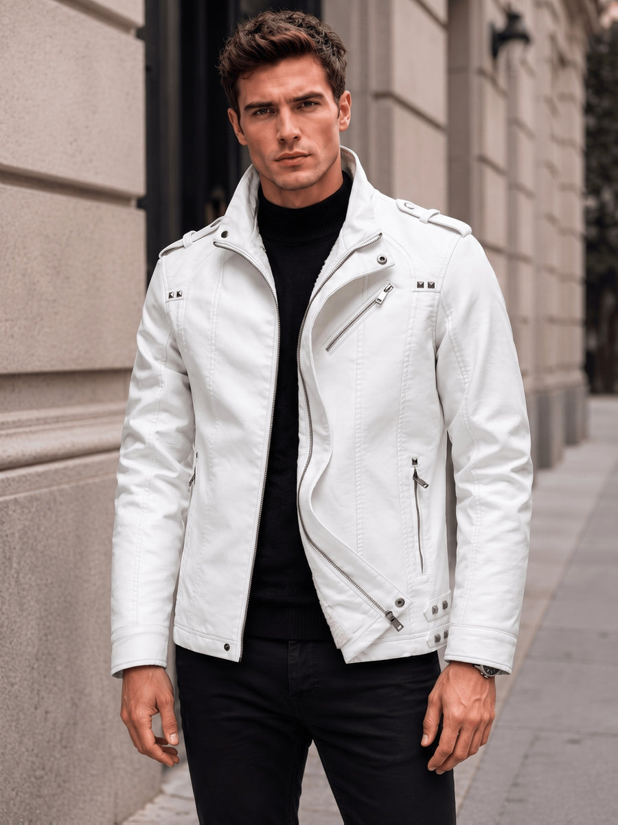 Veste en cuir PU longue, à col montant, photo 11