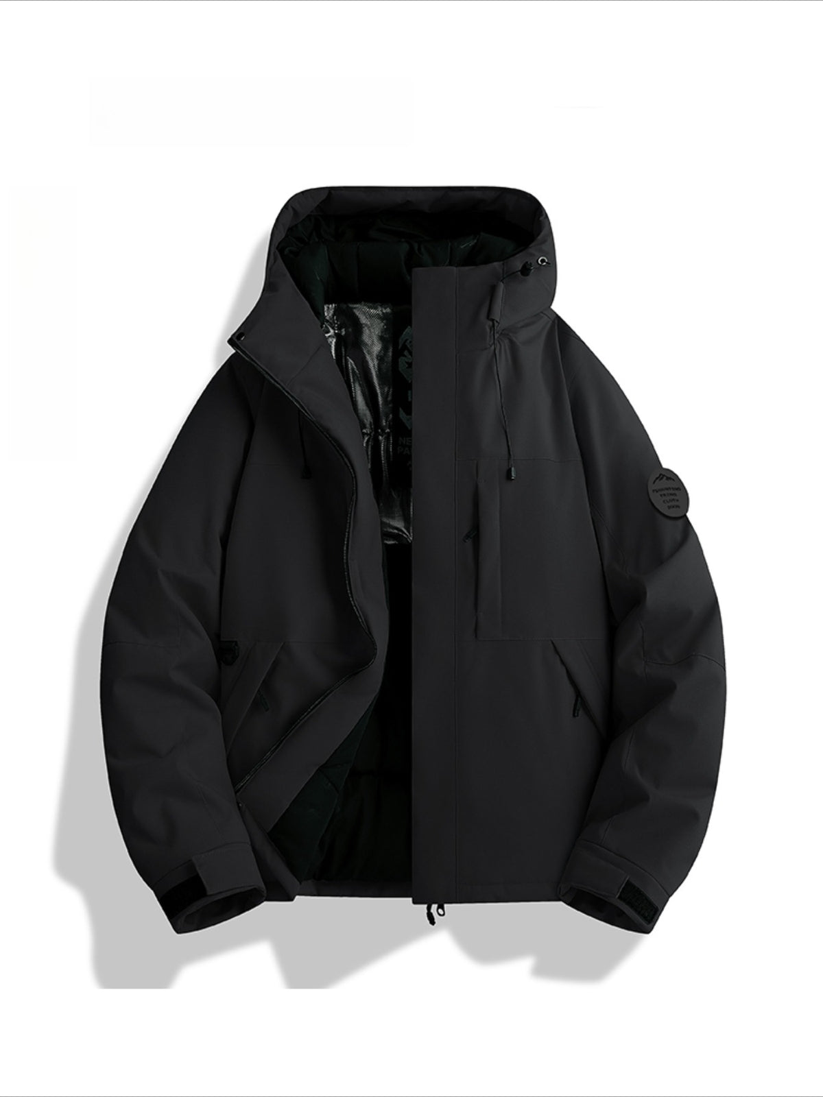 Manteau matelassé long pour homme, coupe-vent, à col montant