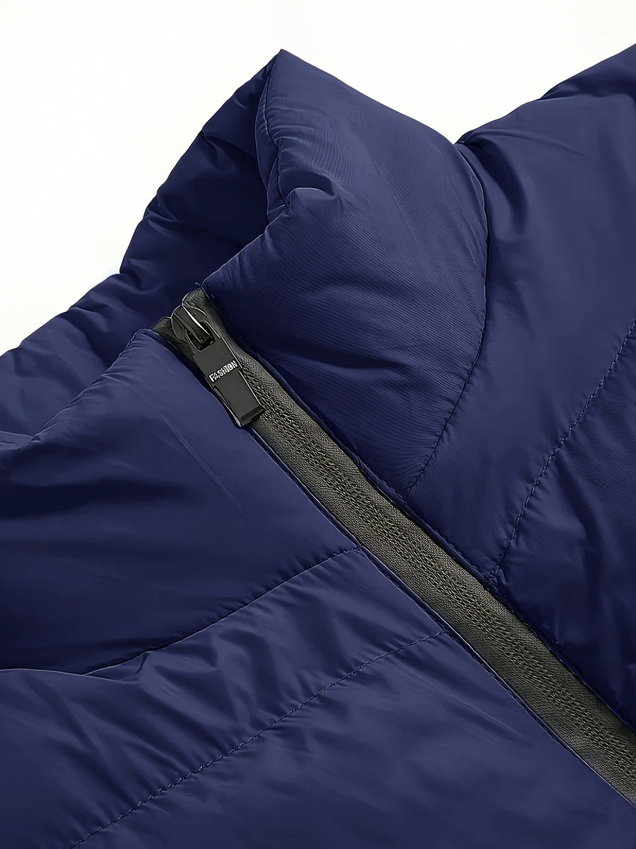 Veste long, à col montant, jaune, détail du vêtement