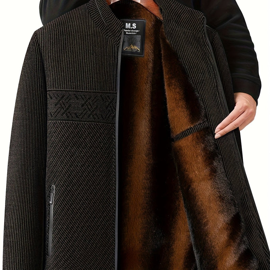 Veste matelassée, polaire, à col montant, coloris noir café, détail