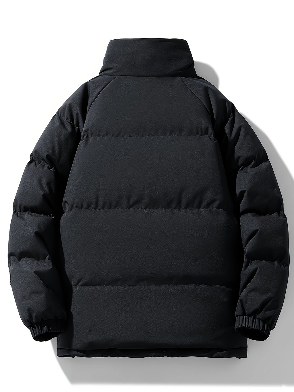 Manteau matelassé pour homme, à col montant, noir