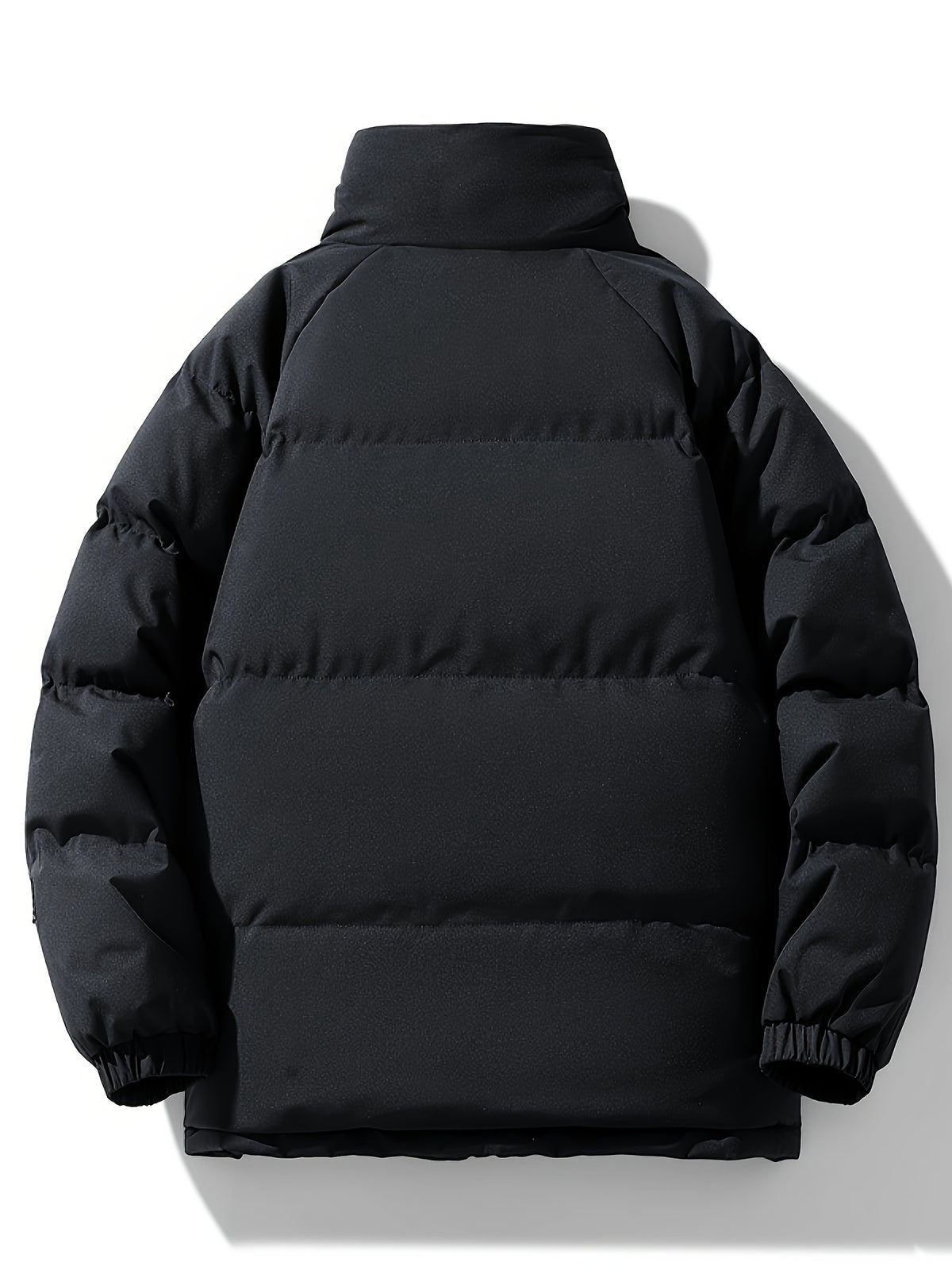 Manteau matelassé pour homme, à col montant, noir