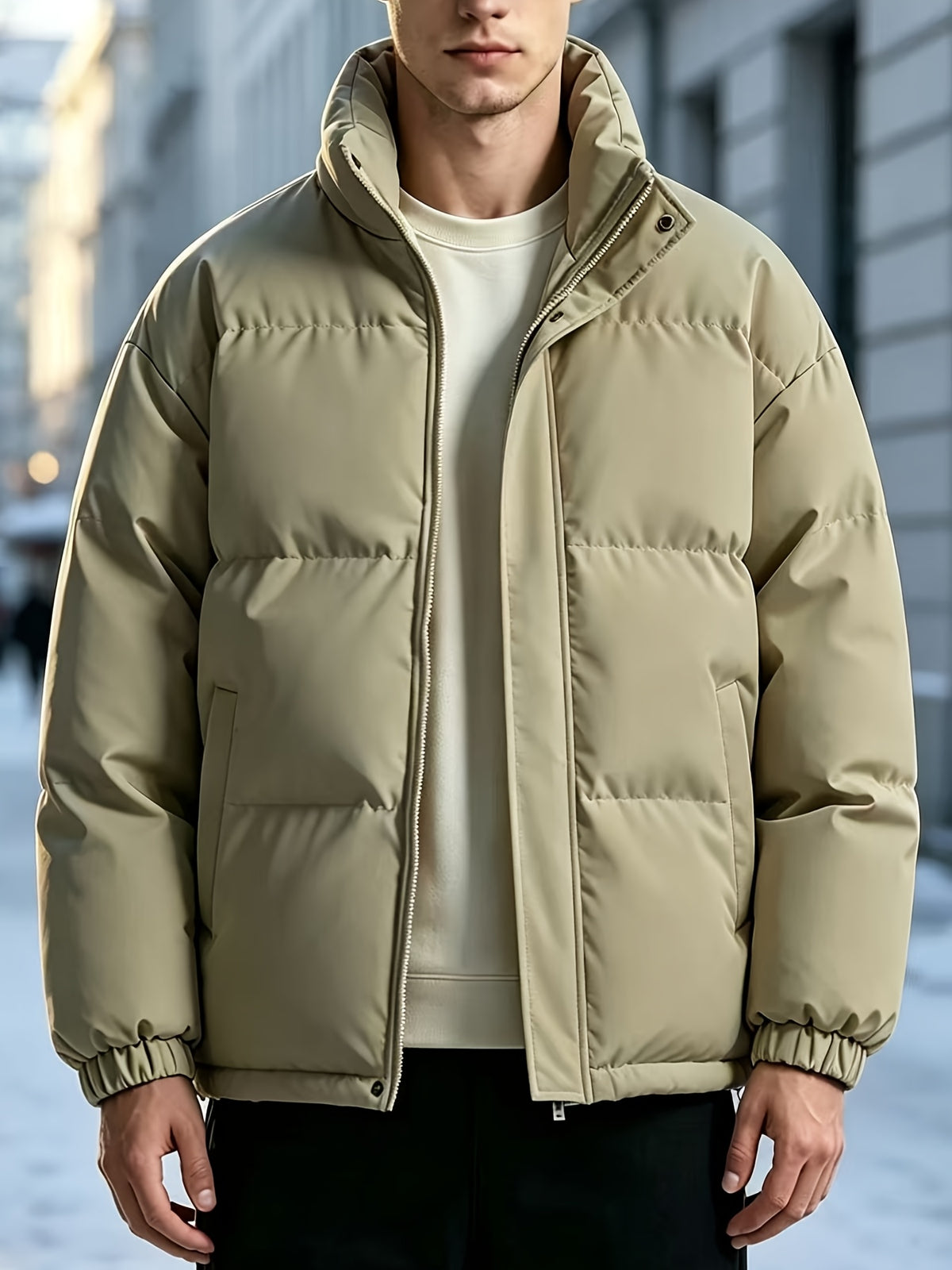 Veste pour homme, à col montant, rouge tendre