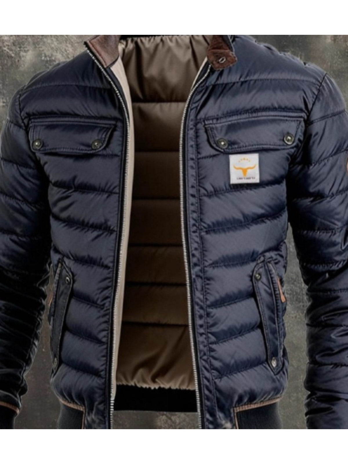 Veste matelassée pour homme, à col montant, gris
