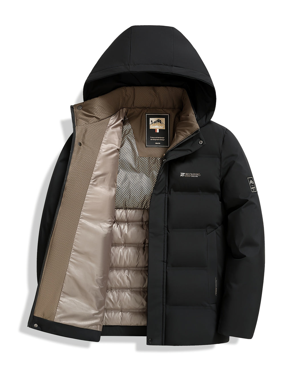 Veste pour homme, coupe-vent, à capuche, rouge