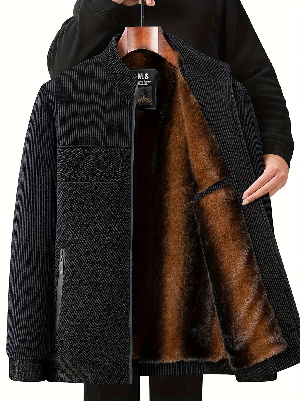 Veste matelassée pour homme, polaire, à col montant