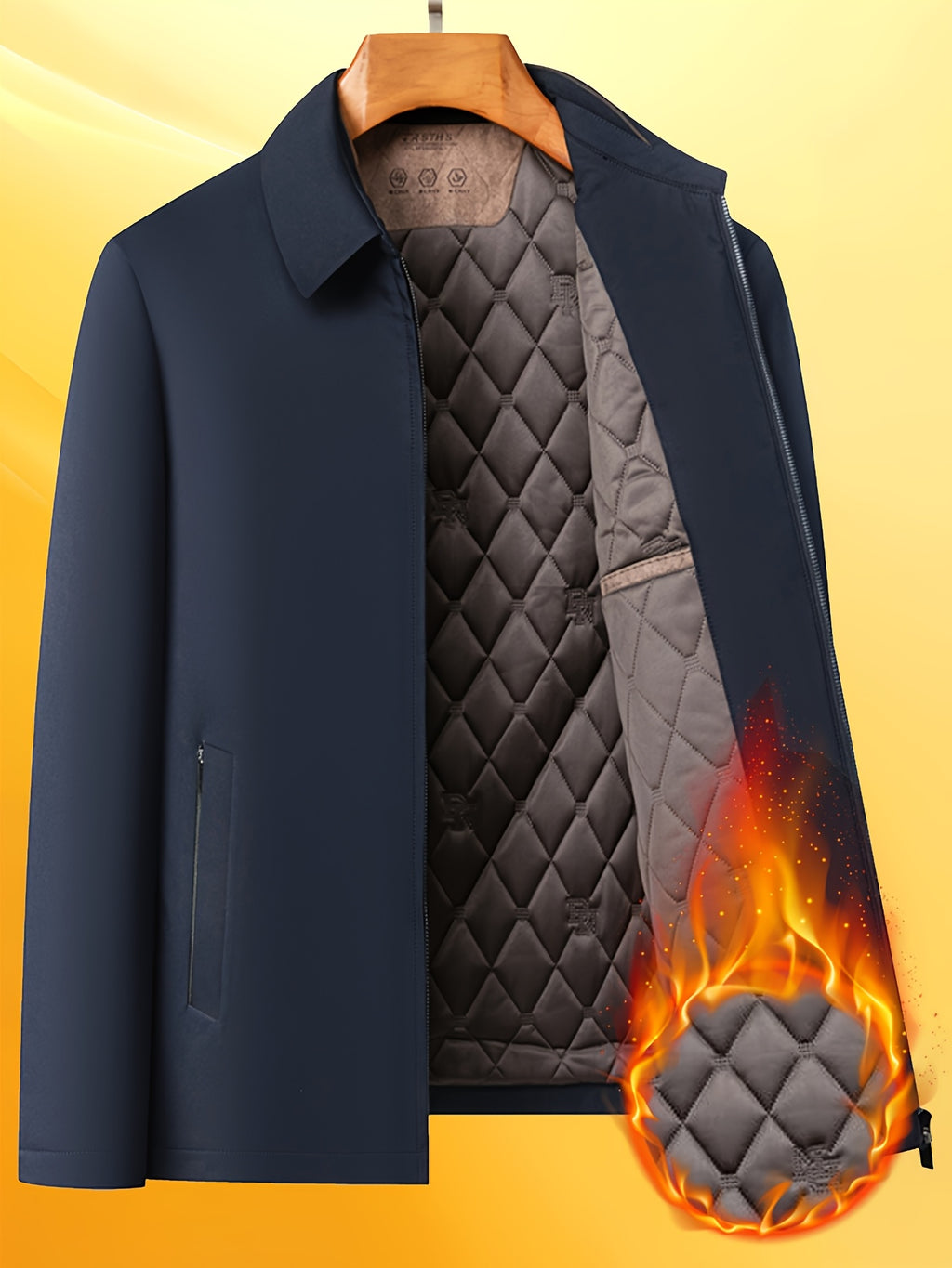 Manteau long pour homme, à revers, noir