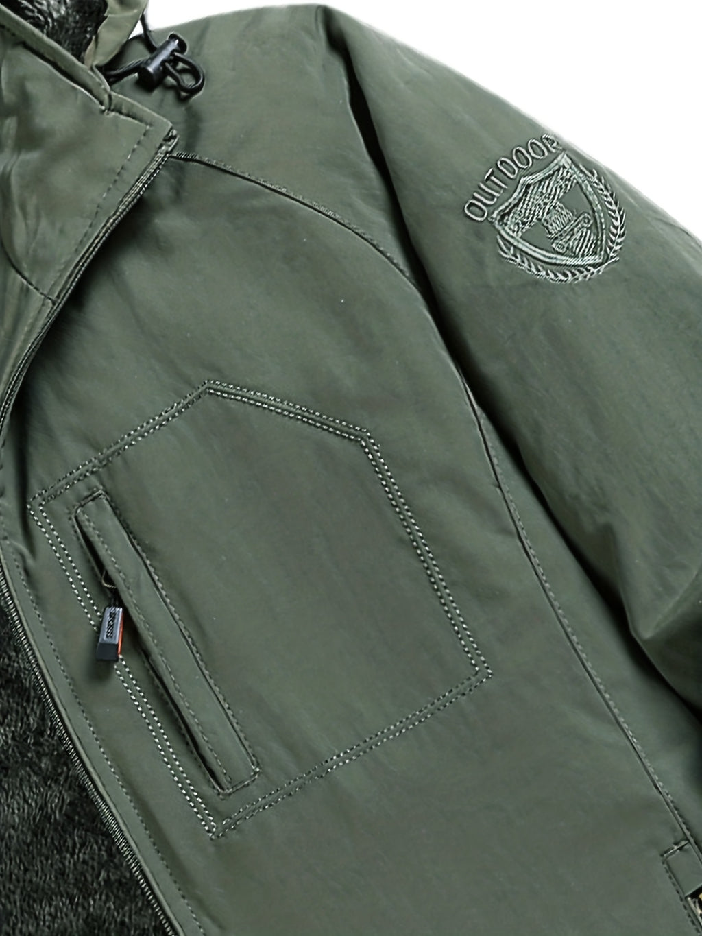 Veste pour homme, coupe-vent, à capuche, vert foncé
