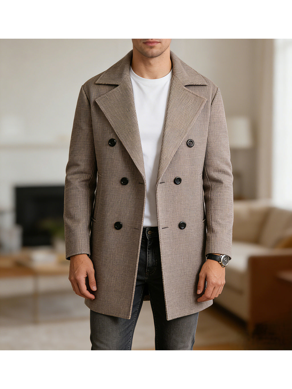 Trench, à revers, gris café, photo 10