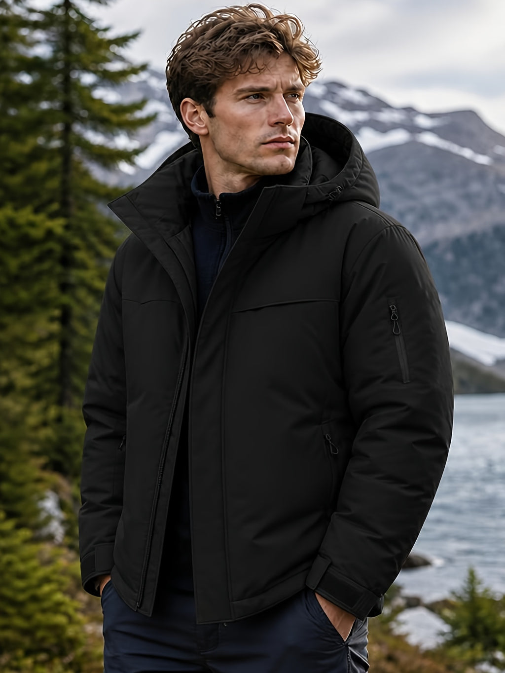 Veste pour homme, à capuche, gris de yinchuan
