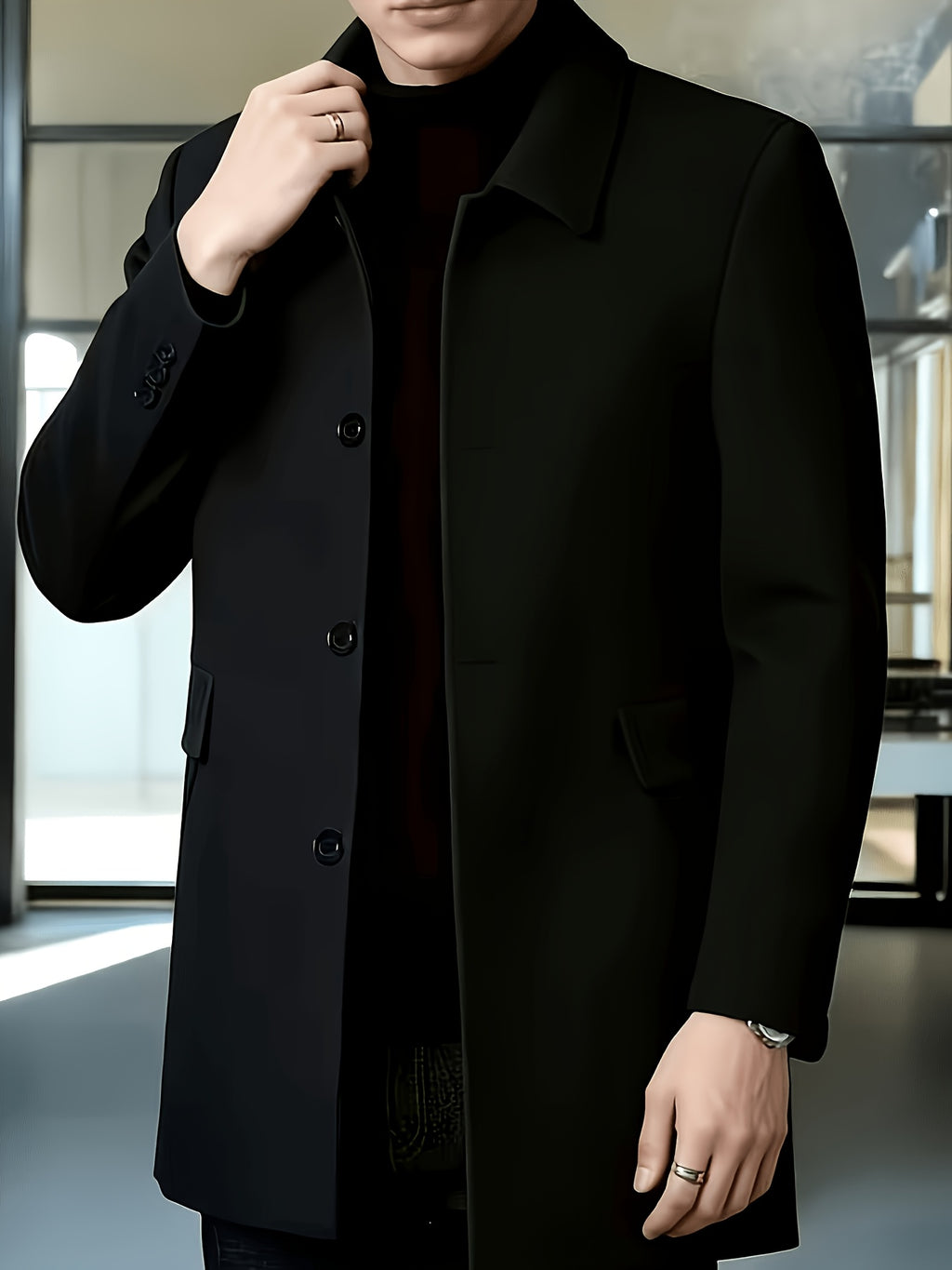 Veste pour homme, grandes tailles, à revers, gris foncé