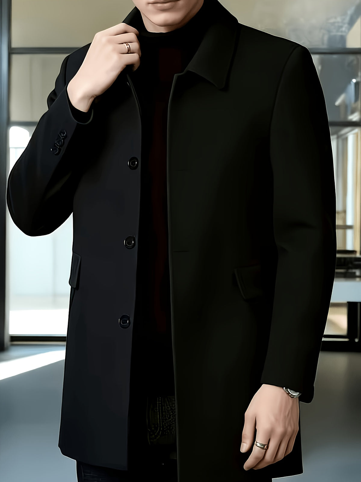Veste pour homme, grandes tailles, à revers, gris foncé