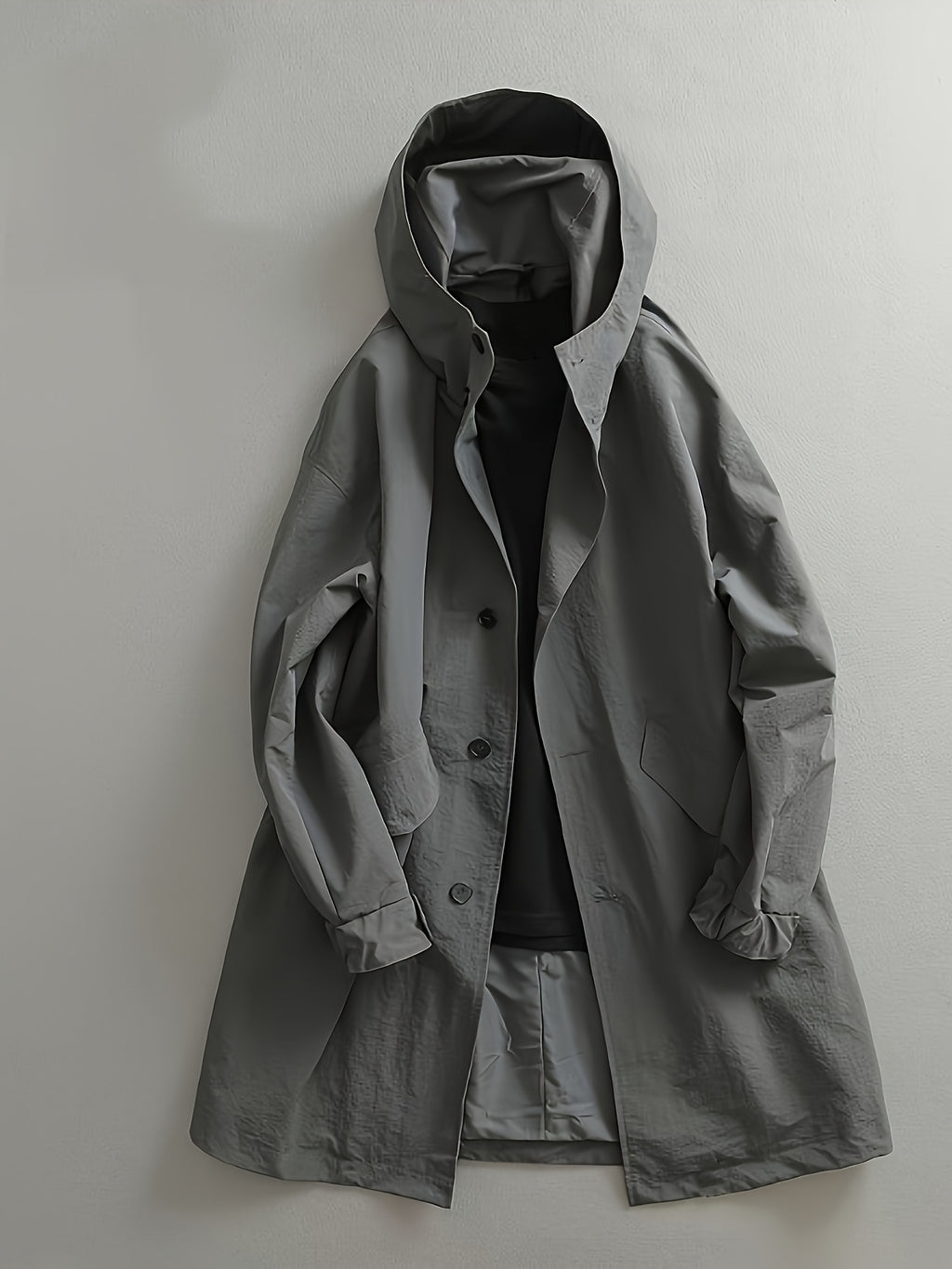 Trench pour homme, à capuche, gris foncé