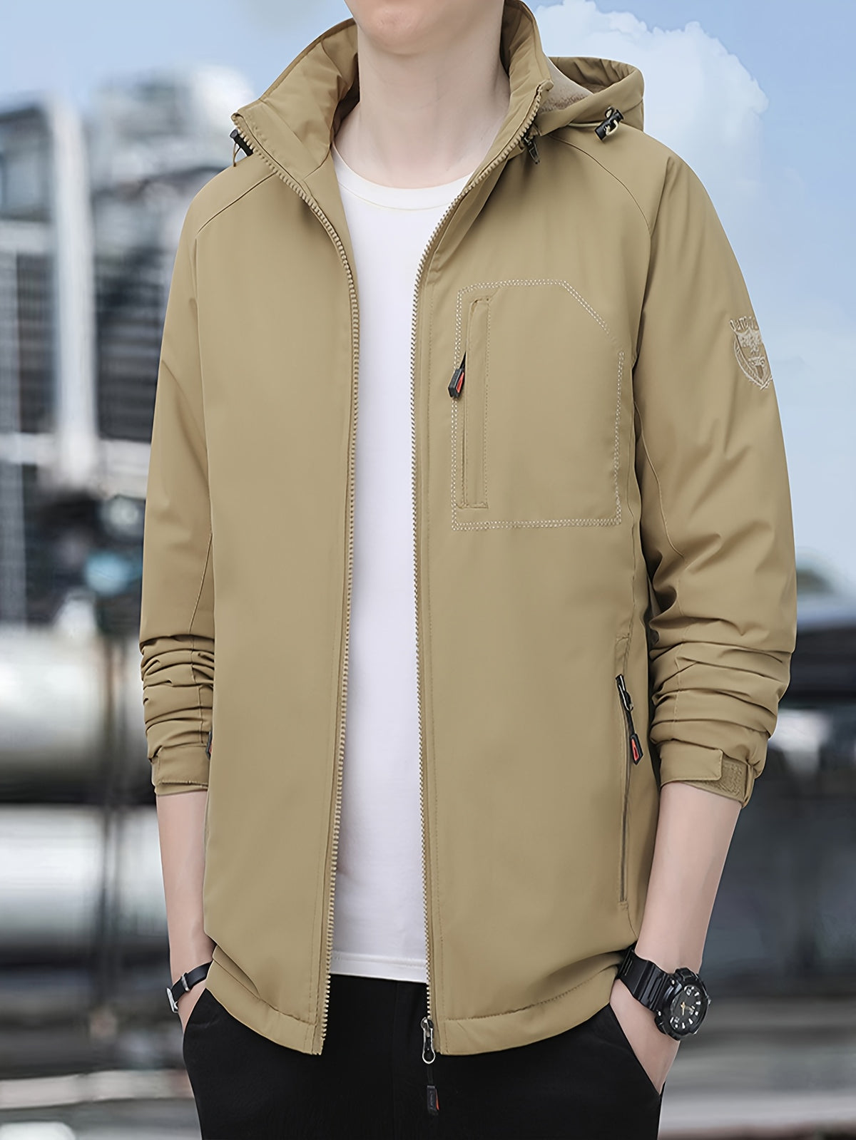 Veste matelassée pour homme, à capuche, bleu
