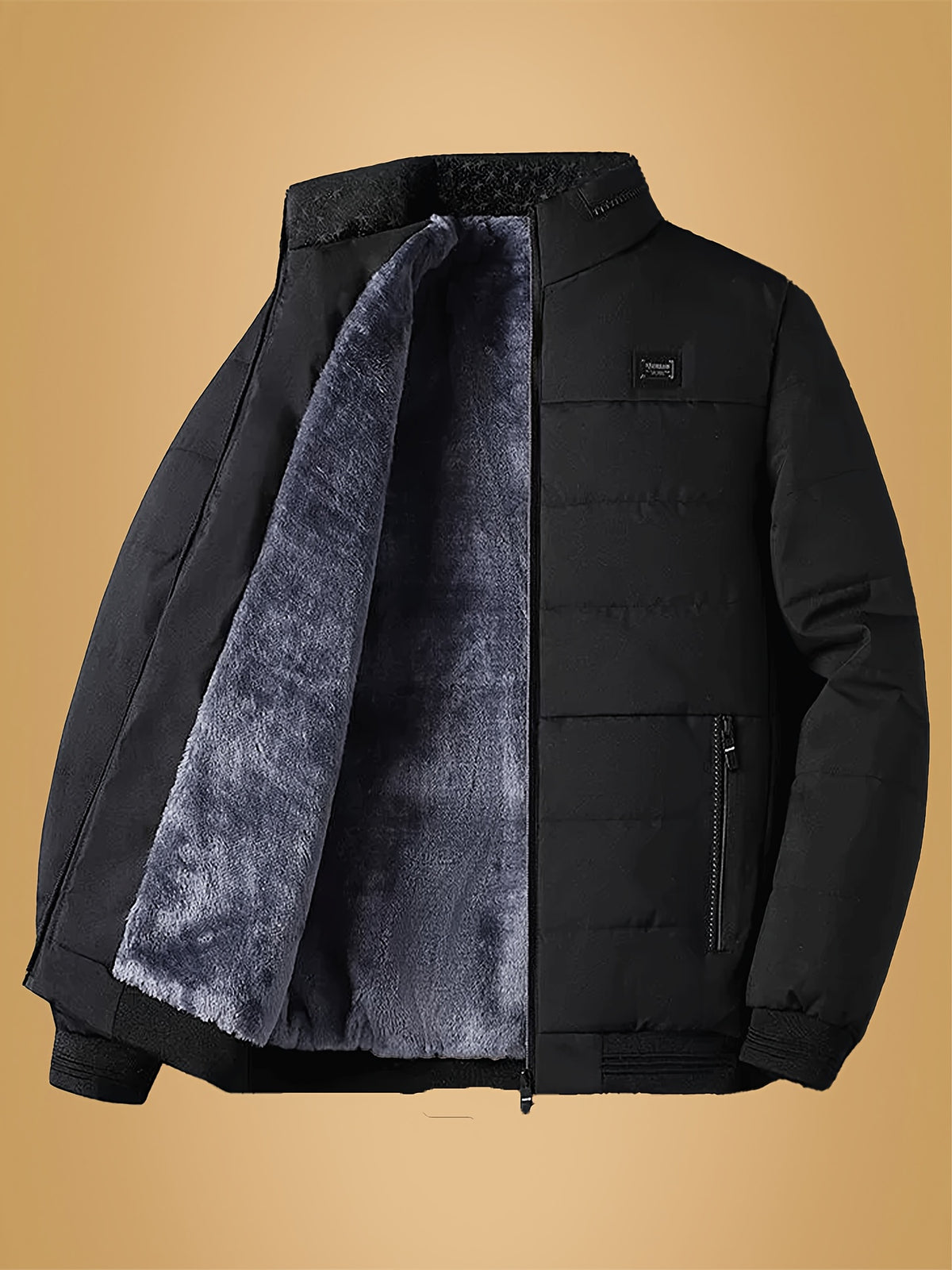 Veste matelassée pour homme, à col montant, noir
