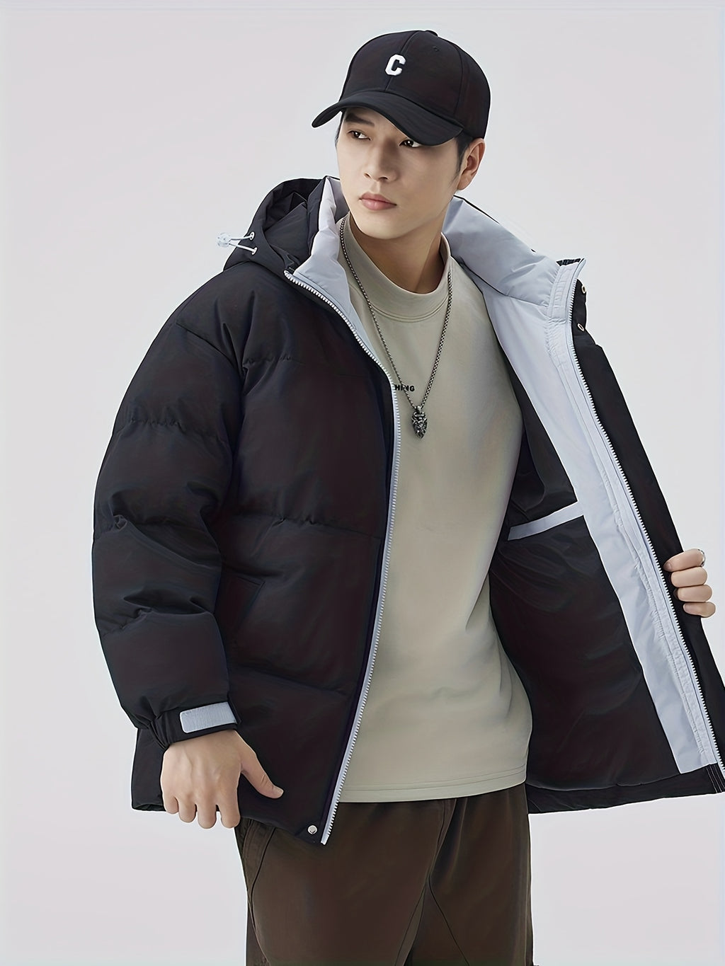 Manteau matelassé pour homme, à capuche, épi de blé jaune