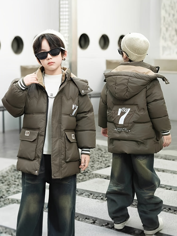 Veste pour homme, à capuche, marron foncé