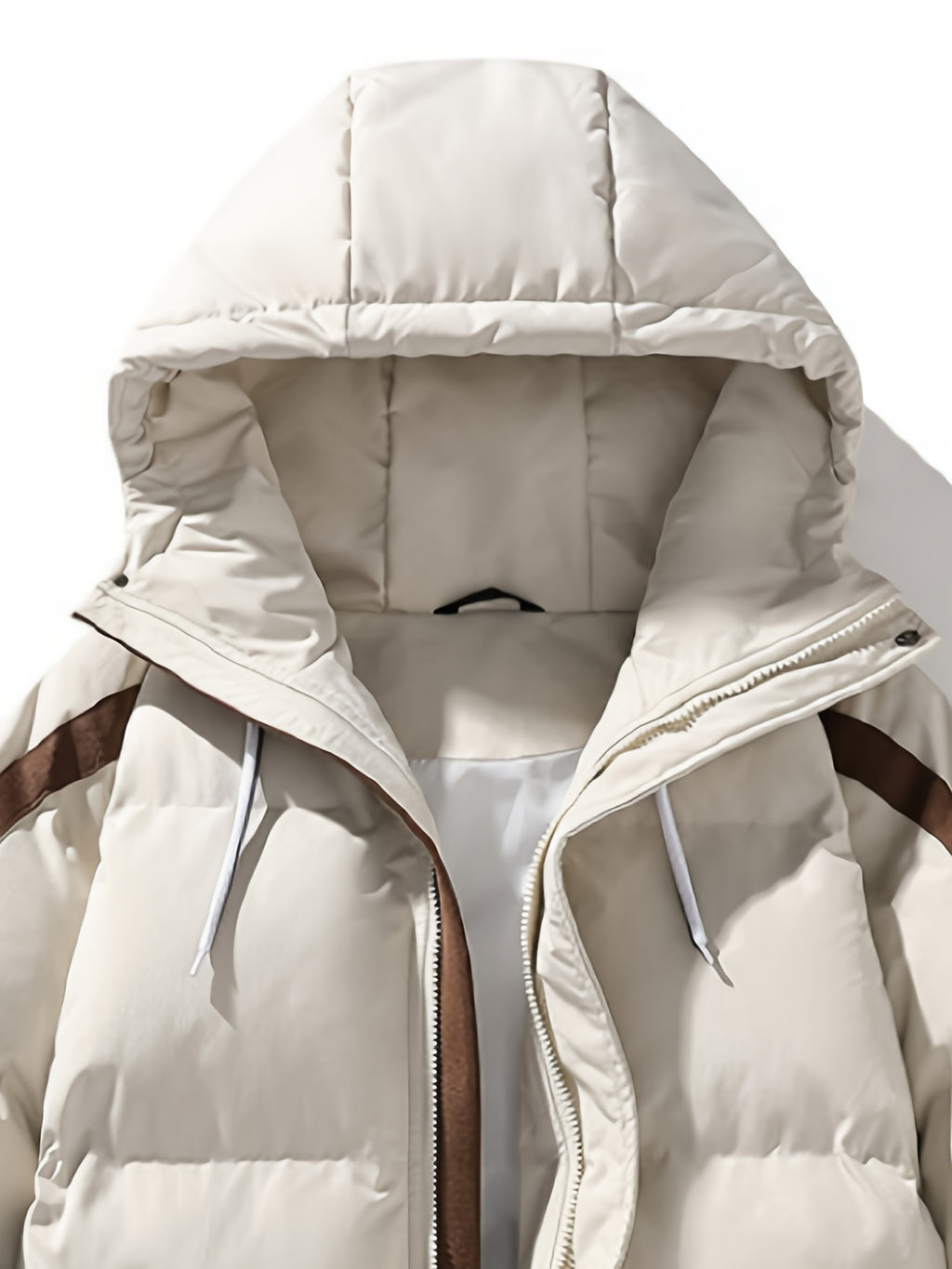 Manteau matelassé pour homme, à capuche, abricot beige