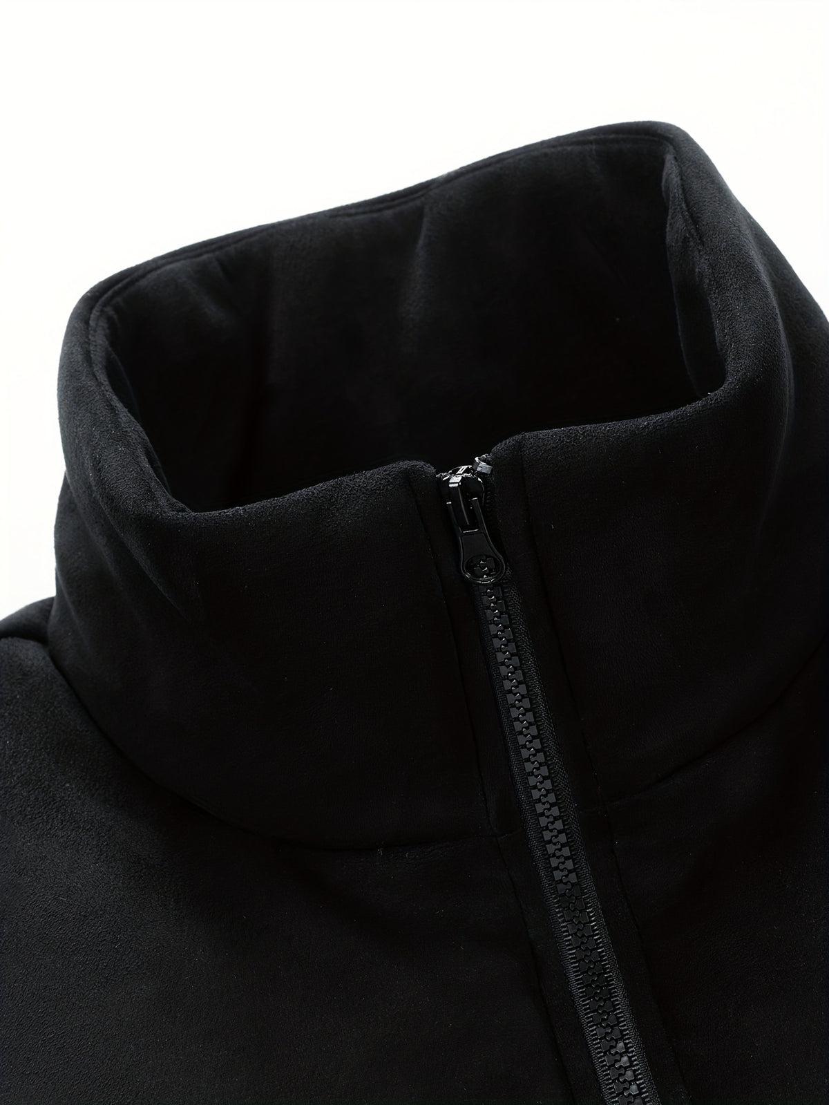 Veste pour homme, à col montant, noir brillant