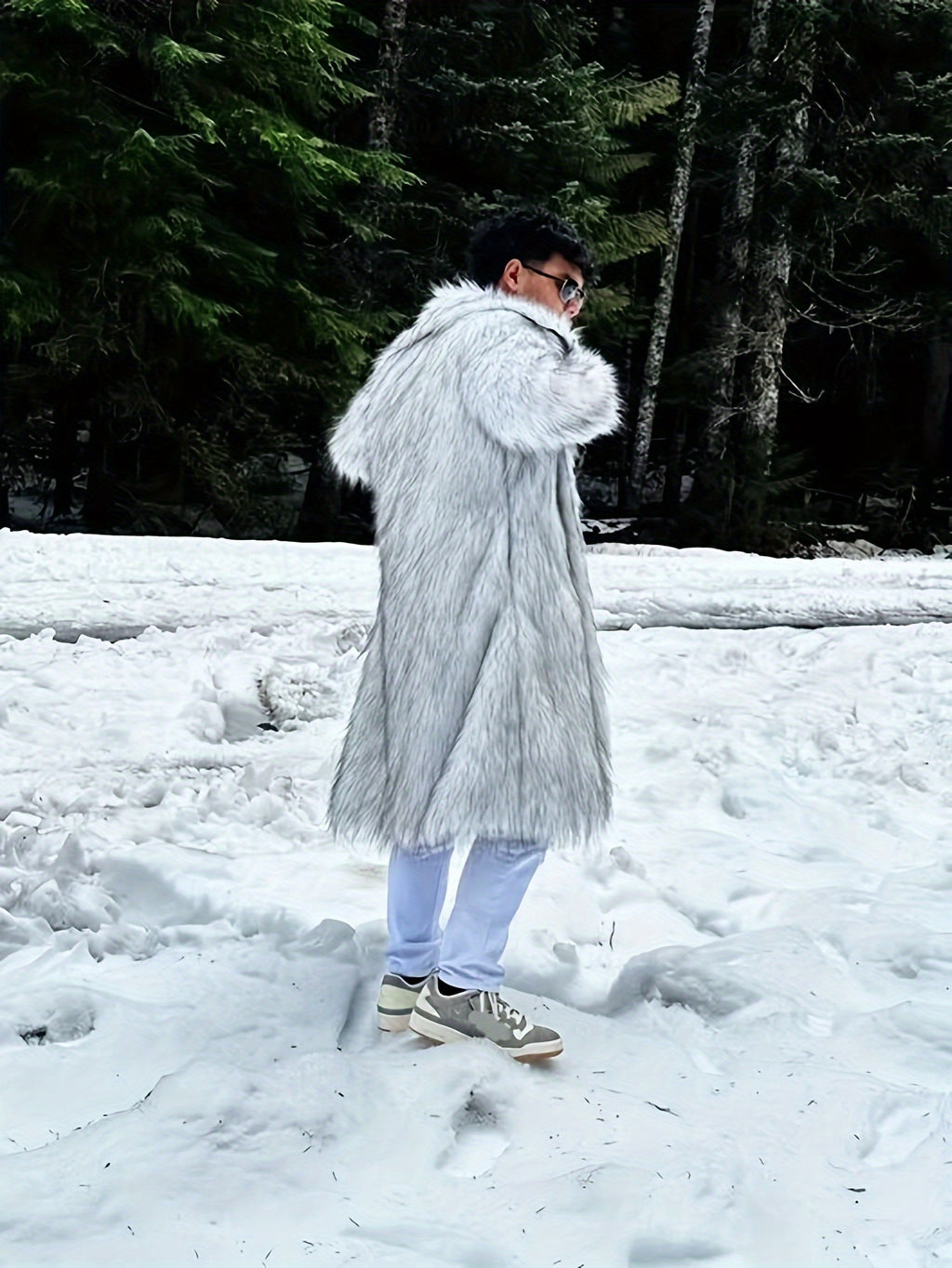 Manteau en fausse fourrure pour homme