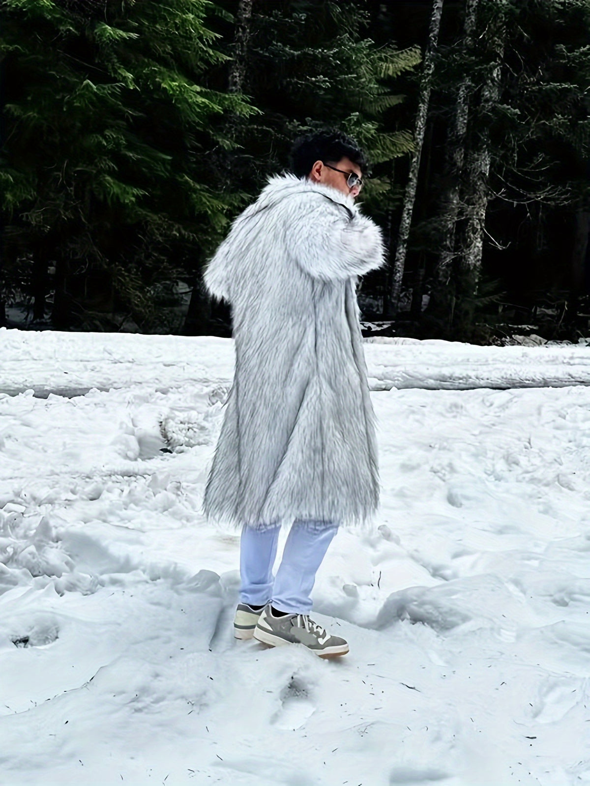 Manteau en fausse fourrure pour homme
