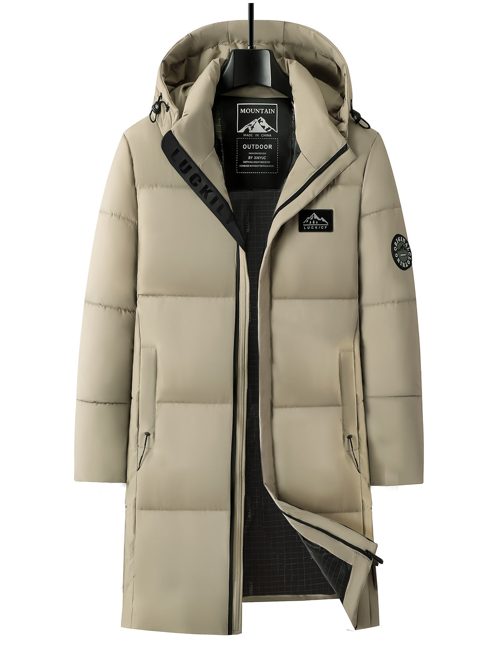 Manteau long, à capuche, noir, photo 10
