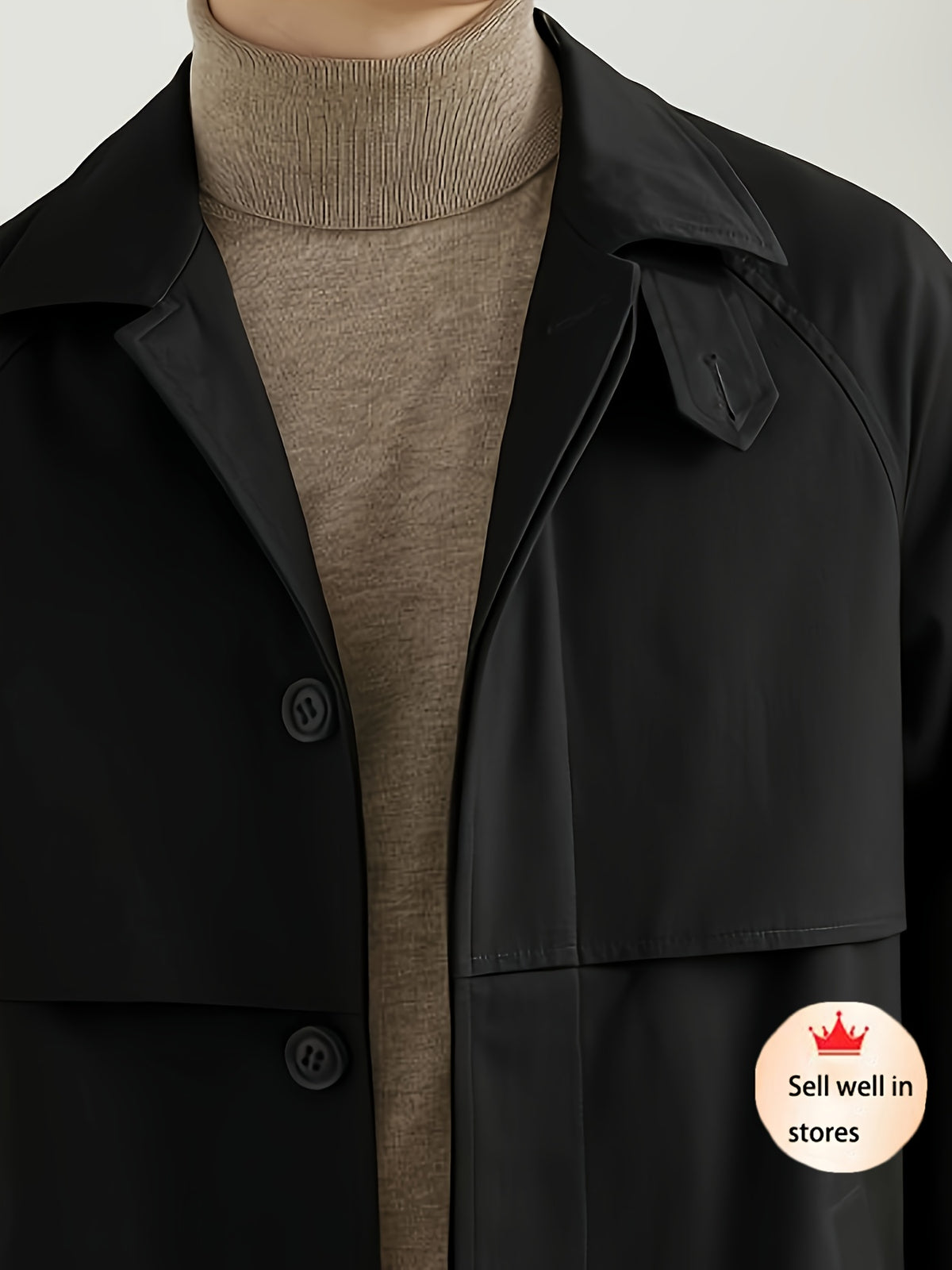 Trench pour homme, à revers, kaki