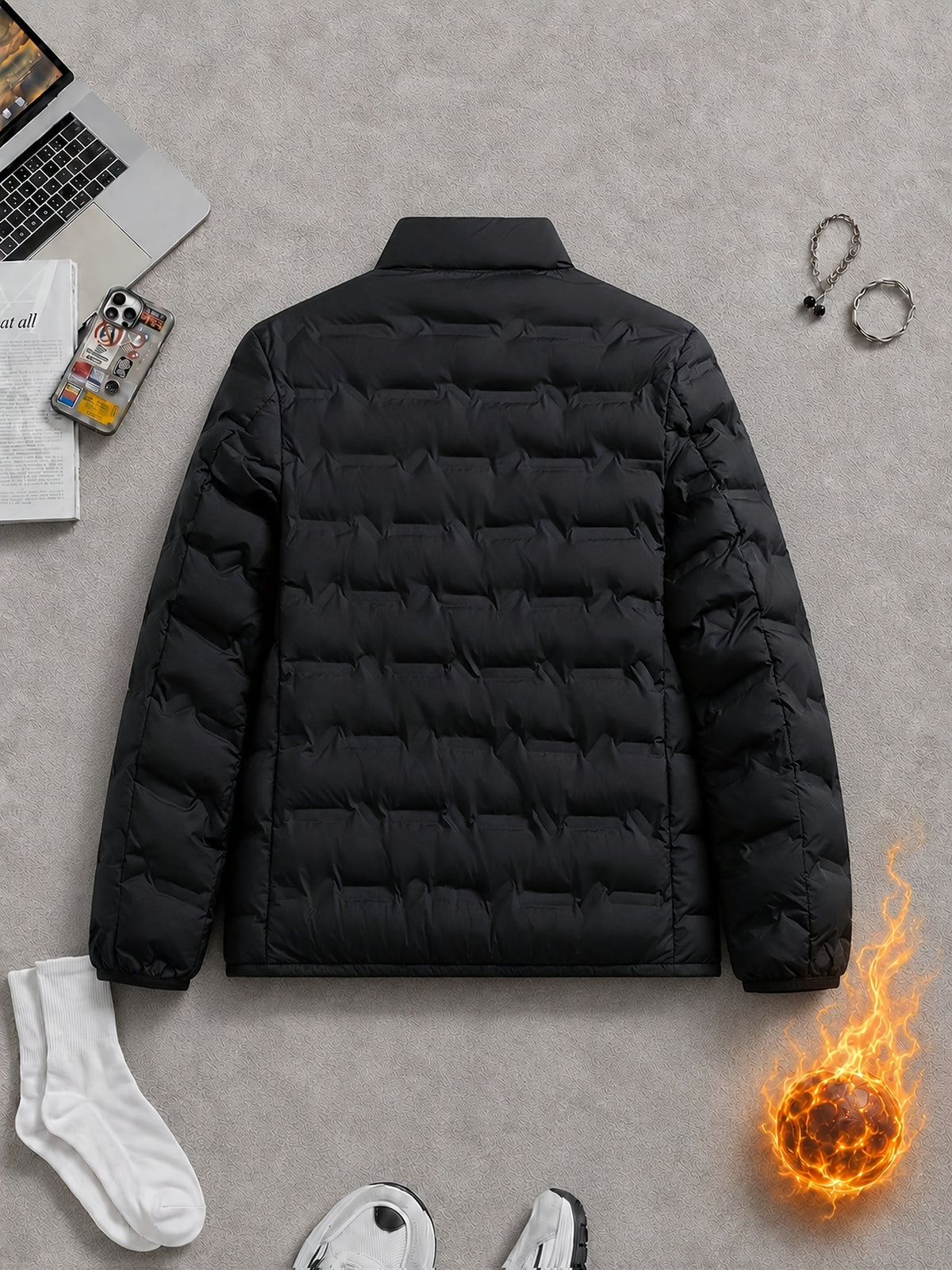 Veste pour homme, à col montant, bleu foncé