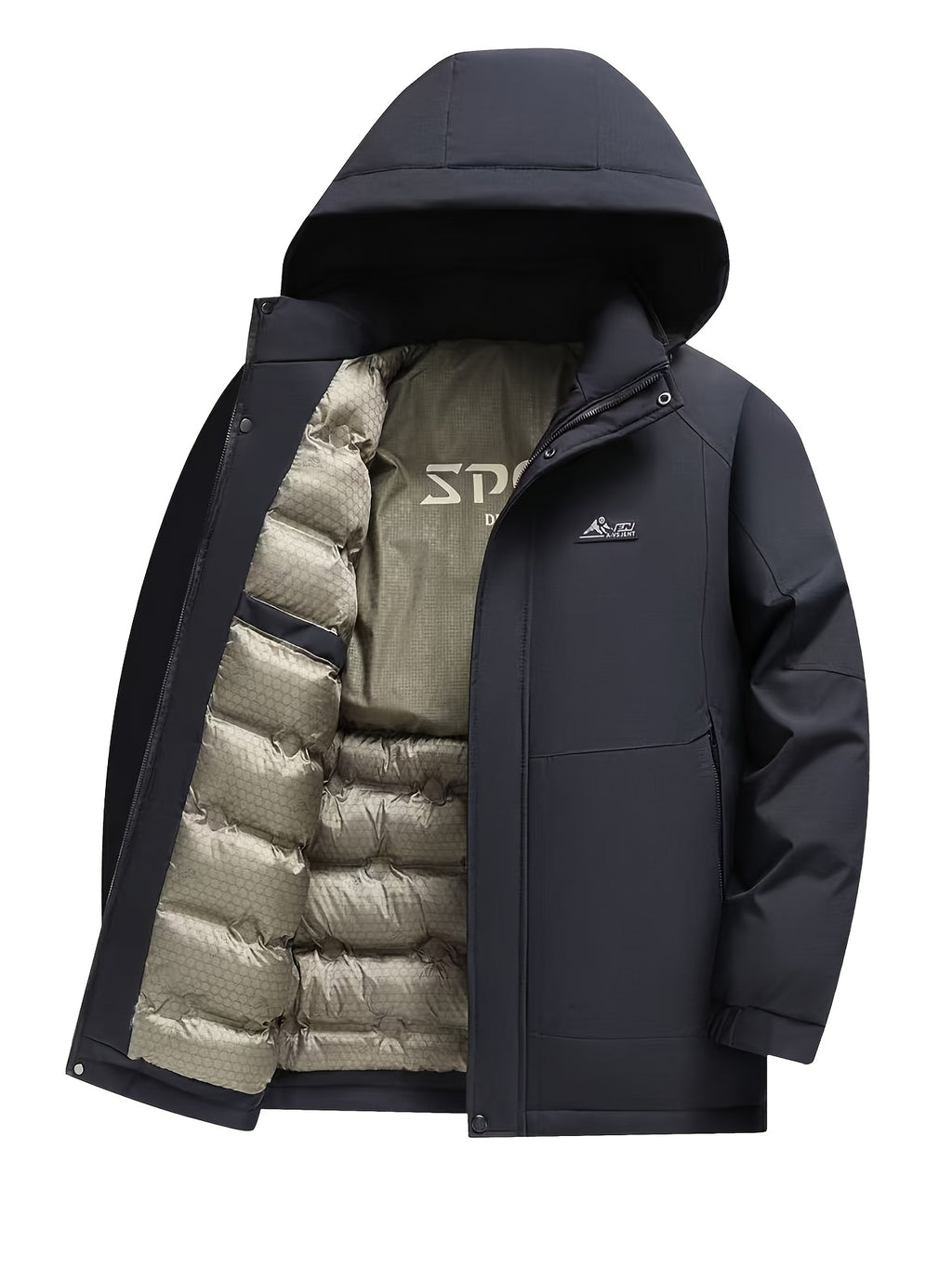 Manteau long pour homme, à capuche, café