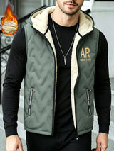 Gilet épais sans manches à capuche doublé, tendance automne/hiver, vêtement d'extérieur chaud, cardigan à capuche zippé à la mode et polyvalent, pour l'extérieur et la randonnée, la course et le fitness, les voyages et le sport, cade, détail du vêtement