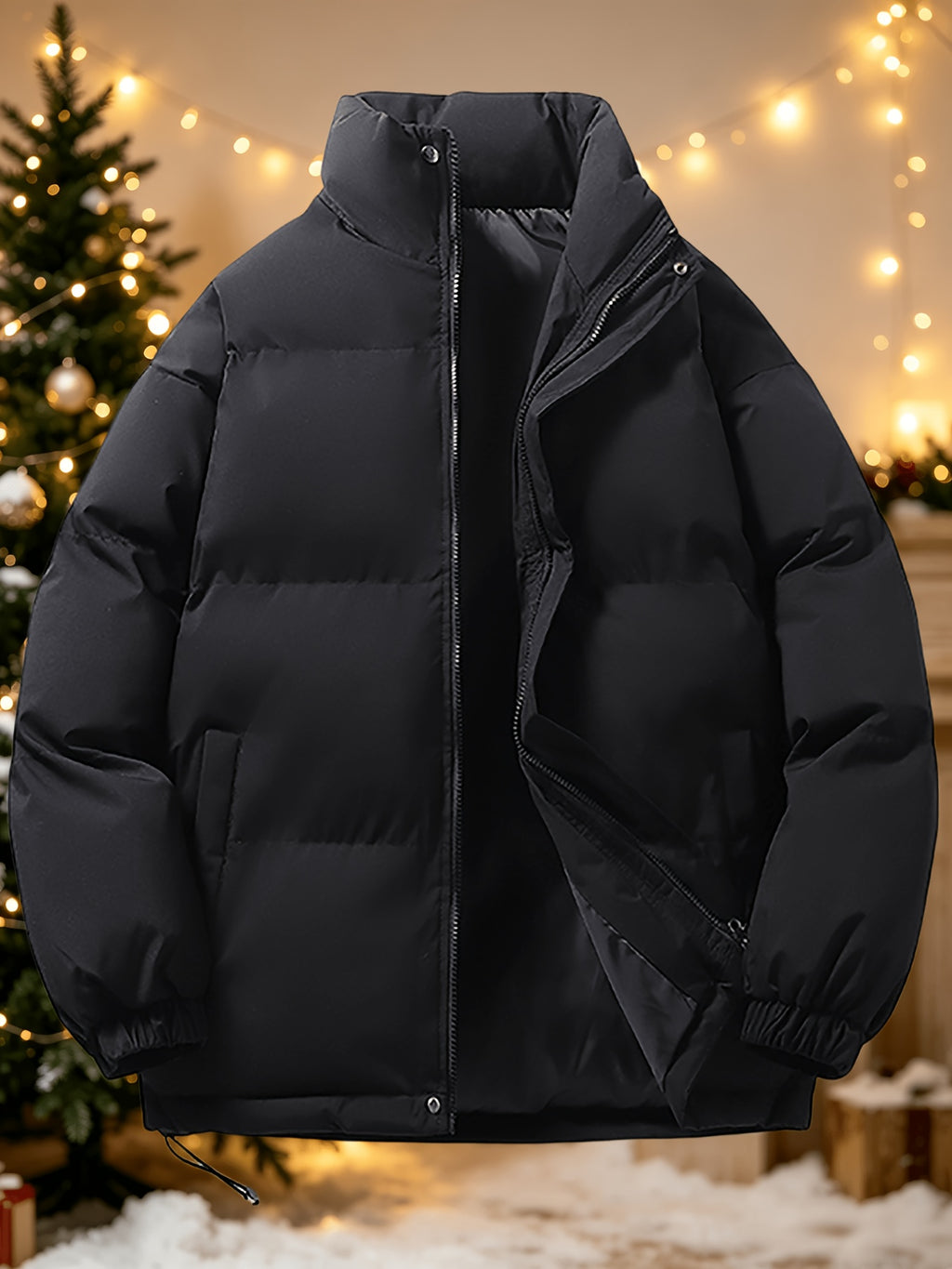 Manteau matelassé pour homme, à col montant, vert clair