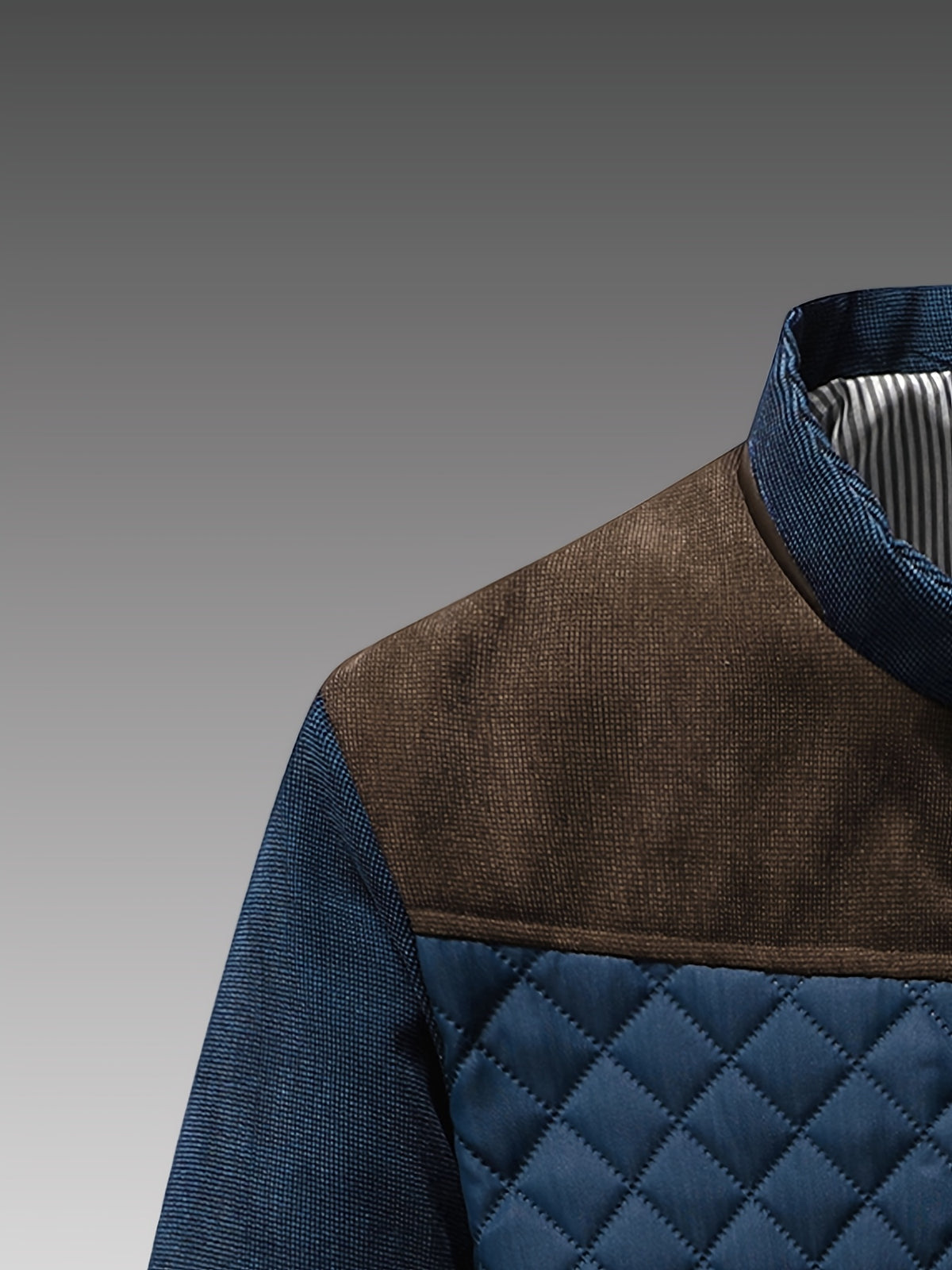 Veste matelassée pour homme, patchwork, à col montant
