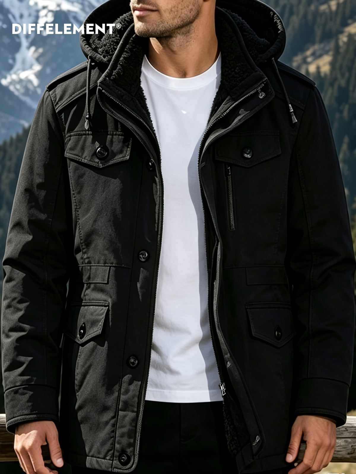 Parka pour homme, coupe-vent, à capuche