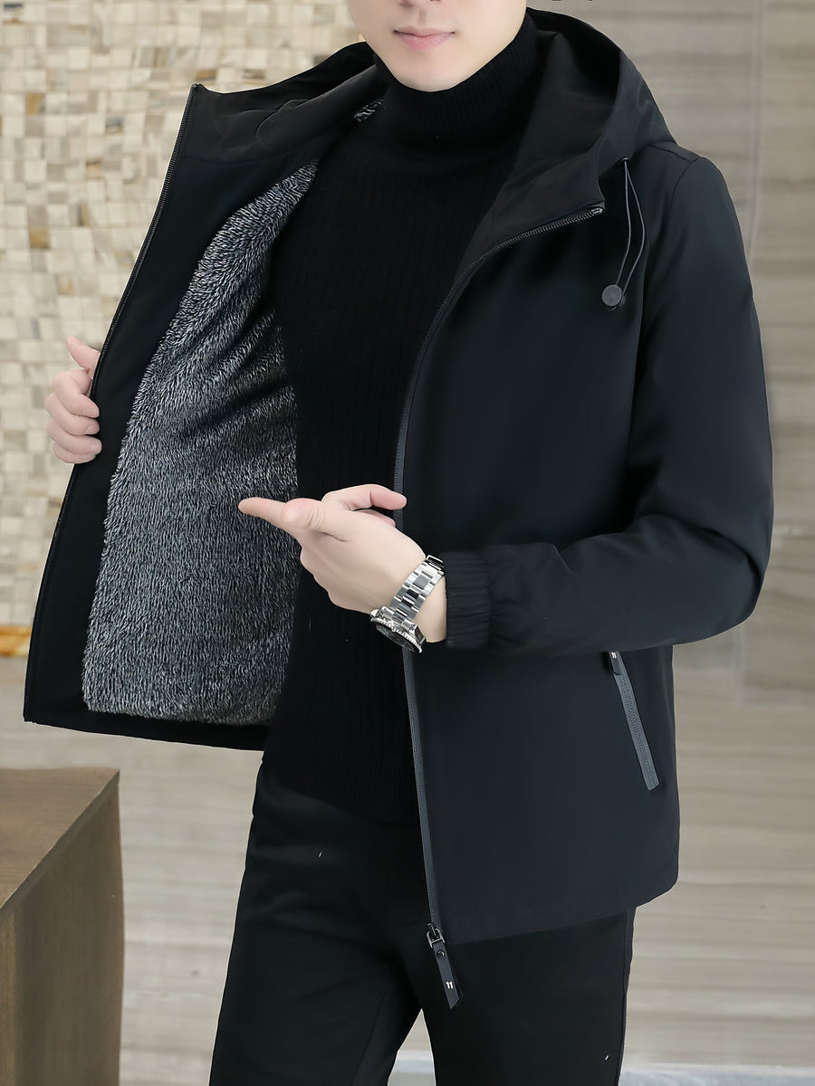 Veste, coupe-vent, à capuche, fermeture éclair et boutonnage, détail du vêtement