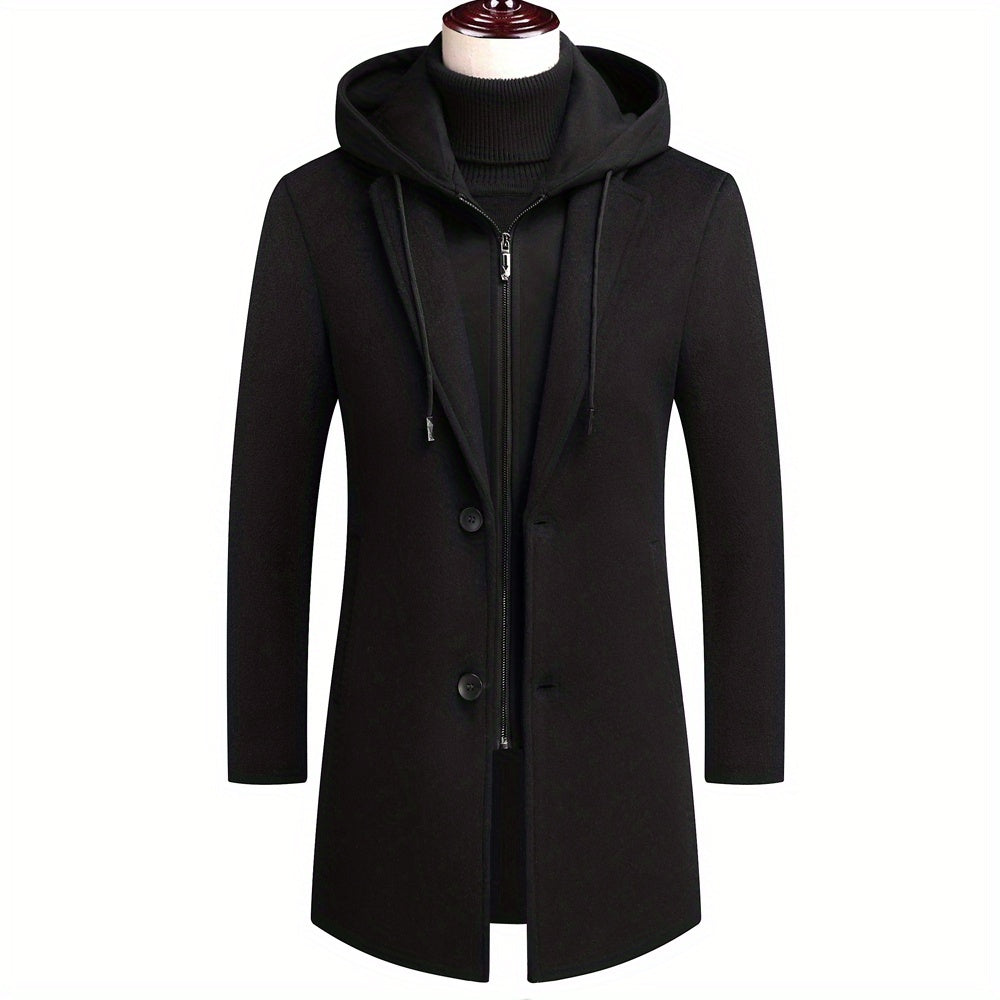 Manteau en laine pour homme, 30 % laine, à revers