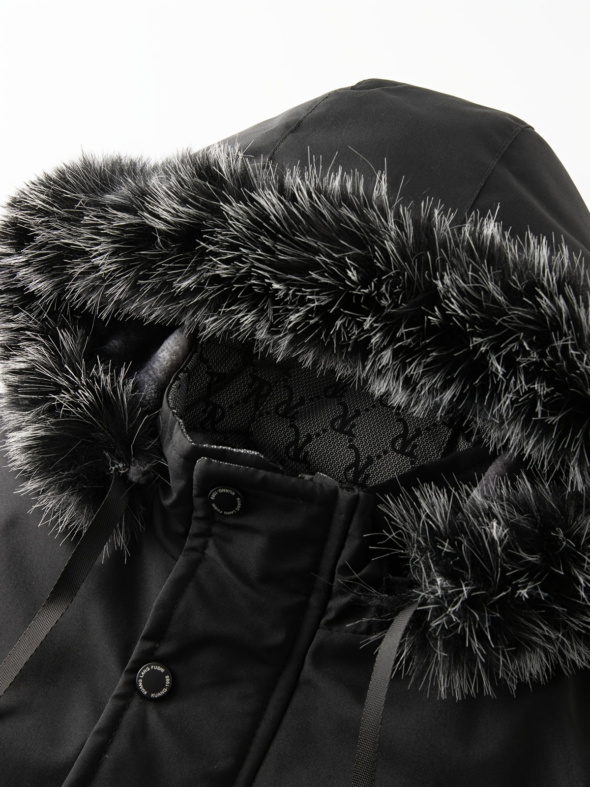 Veste en fausse fourrure long pour homme, à capuche