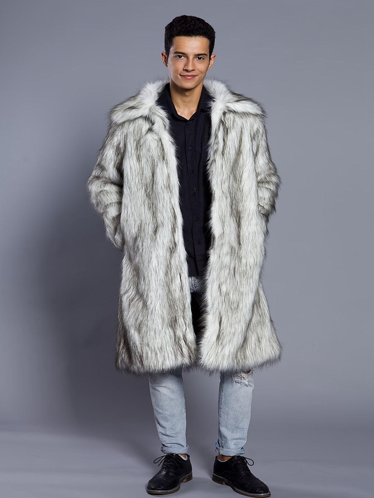 Manteau en fausse fourrure pour homme