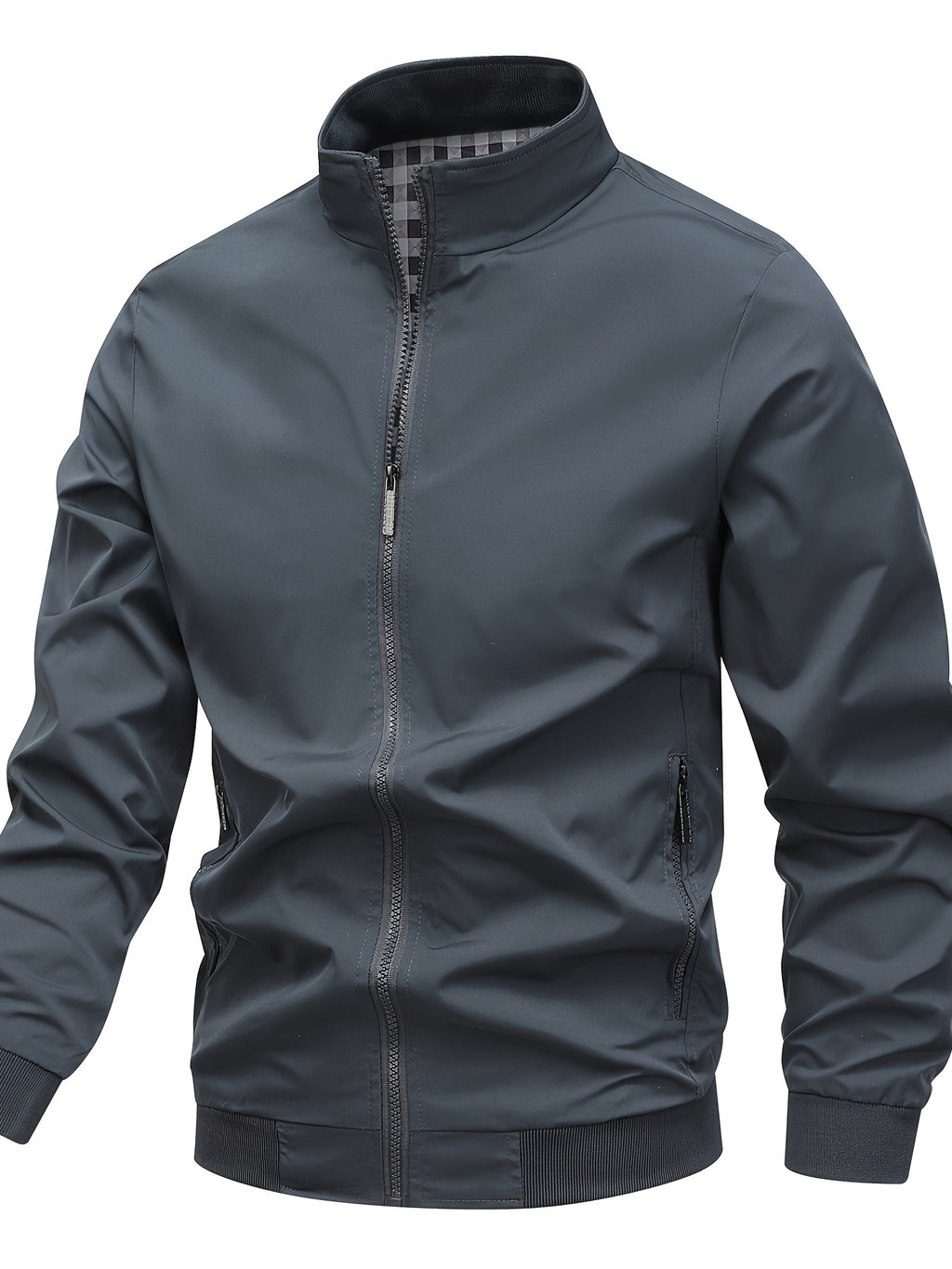 Veste, à carreaux, à col montant, noir, photo 23